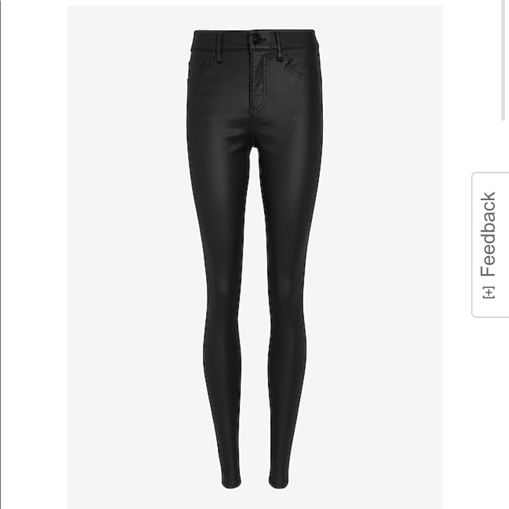 Express black coated skinny jeans, size 10 regular, super high rise skinny
